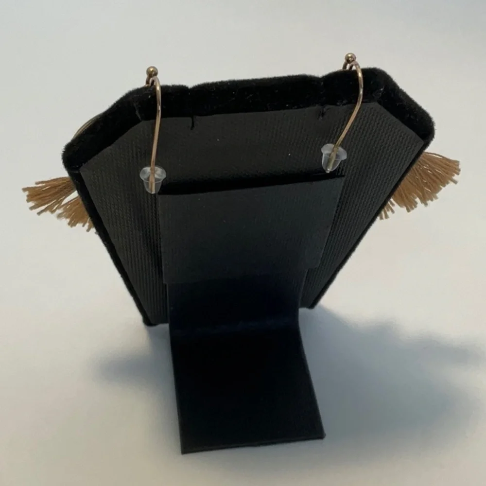 Earrings Tan Tassel with Bronze Tone Accent